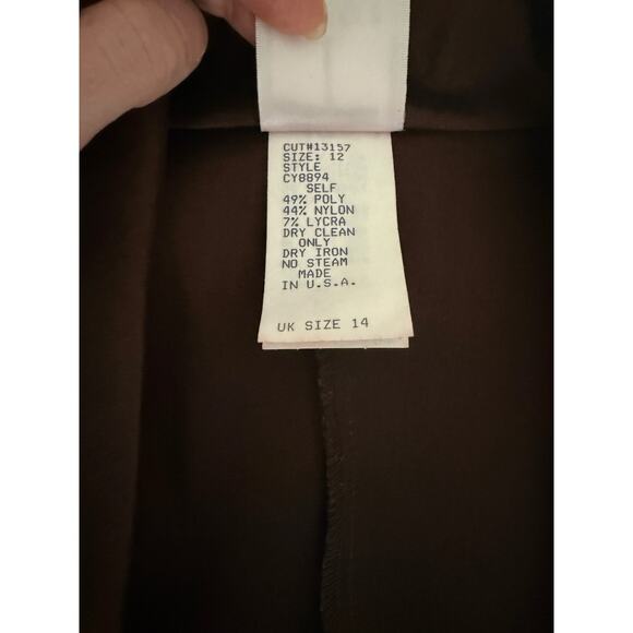 Vintage 1990s Y2K Tadashi Shoji Brown Rhinestone Button Evening Jacket Blazer 12 - Picture 3 of 7